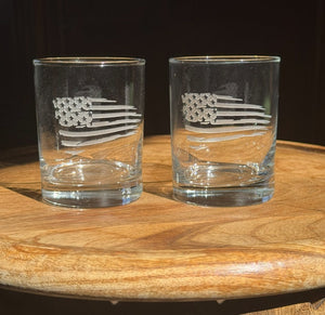 American Flag Rocks Glass