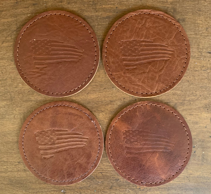 USA Flag Leather Coasters